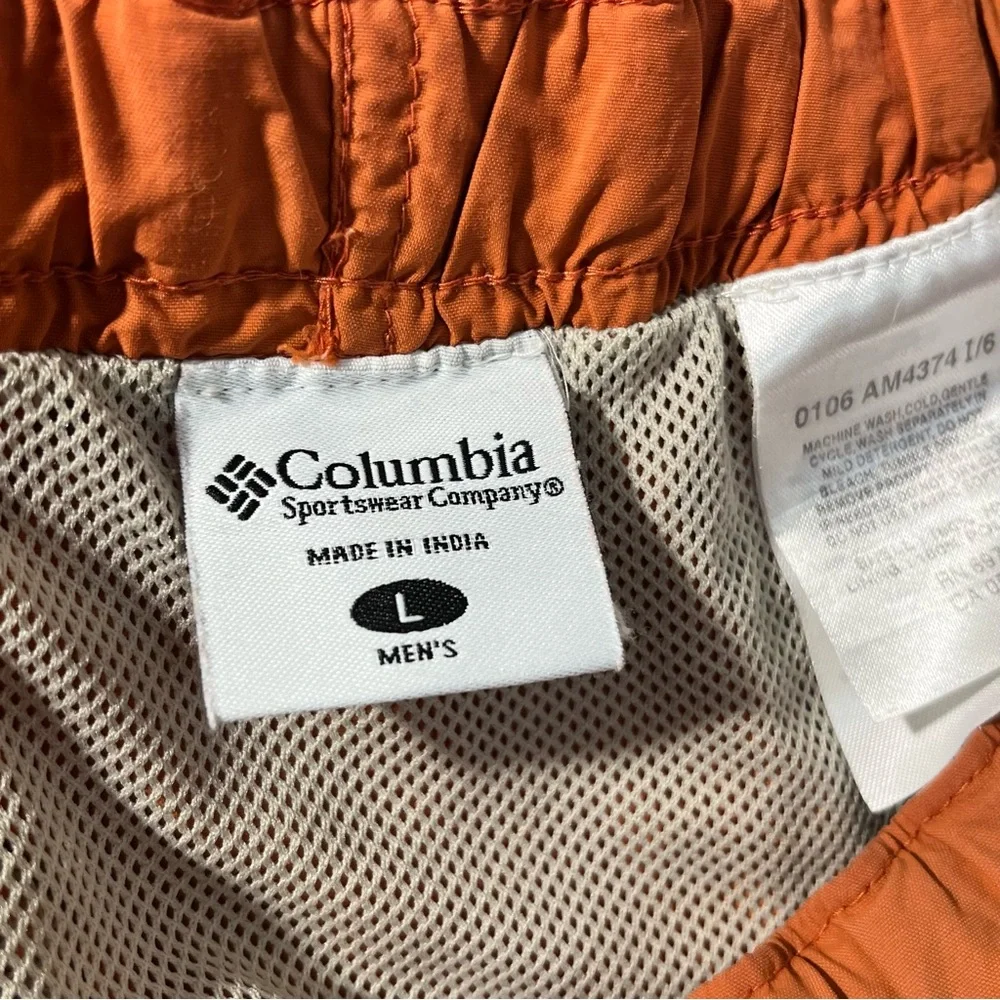 Columbia Swim Trunks Men’s Large Orange Nylon Lined Quick Dry Belted Shorts